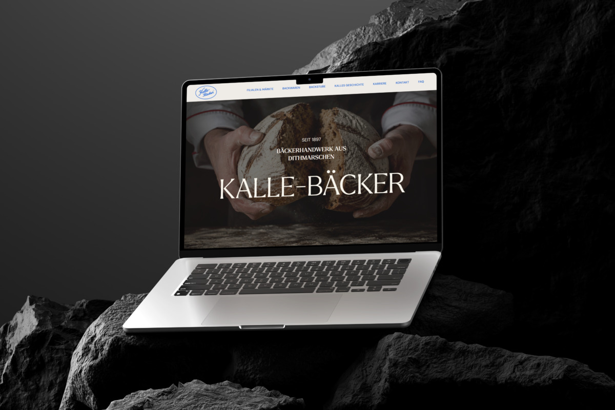 WordPress Website - Design für Bäckerei Kalle-Bäcker, dargestellt auf MacBook