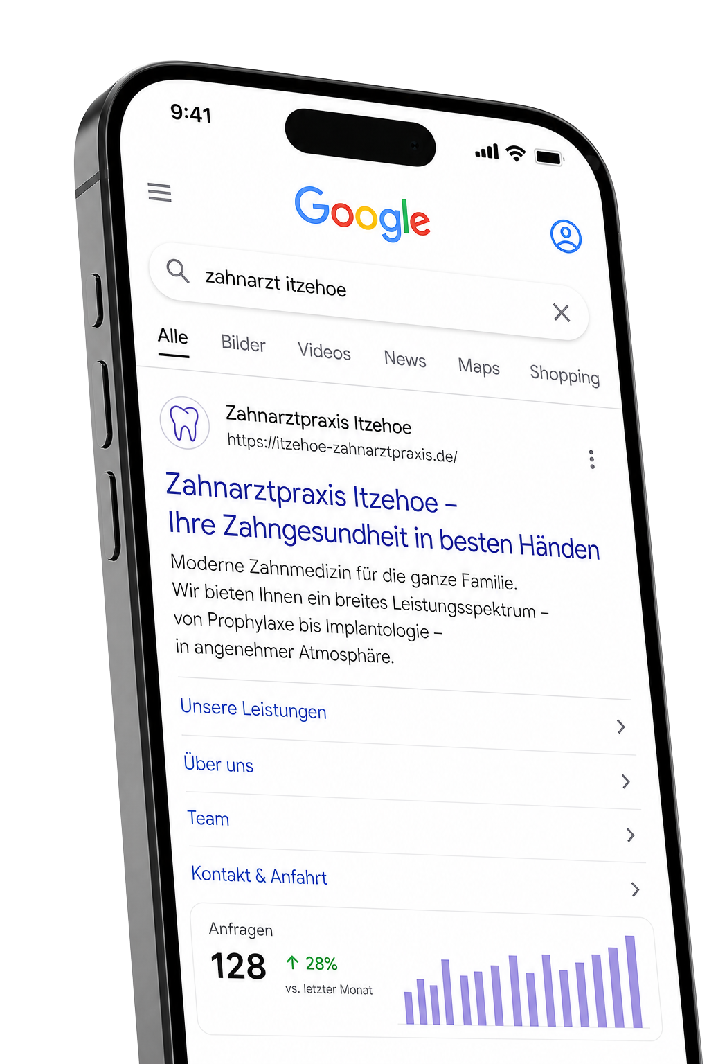 Google Suche Zahnarzt Itzehoe