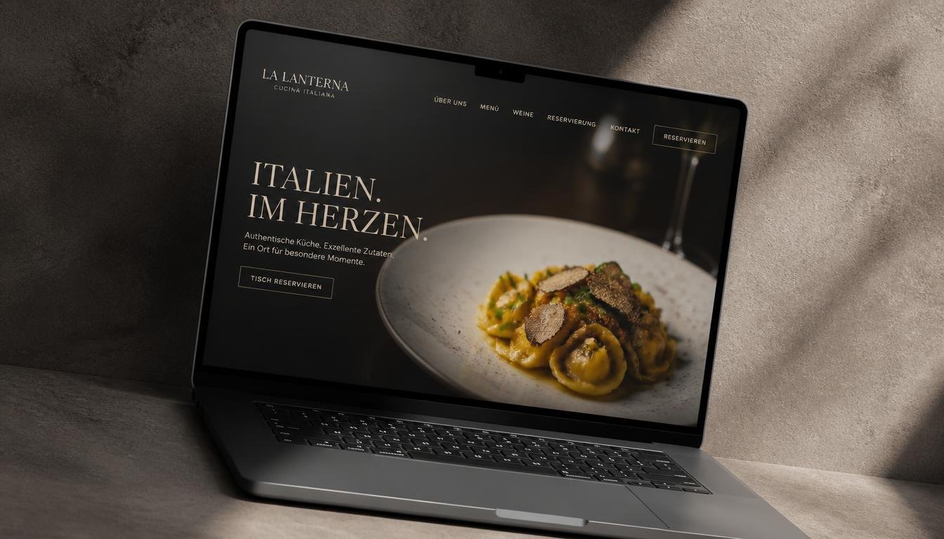 Website-Design für Restaurant la lanterna, dargestellt auf MacBook