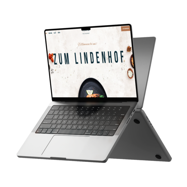 Website-Design für Restaurant zum lindenhof, dargestellt auf MacBook